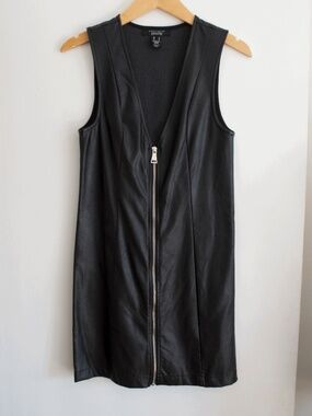 Black faux-leather mini dress